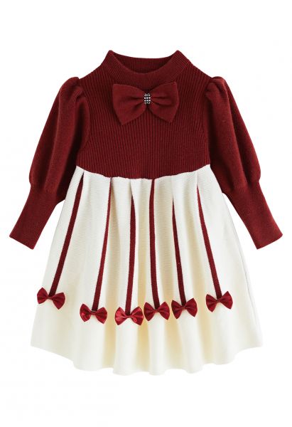 فستان منسوج بفيونوت أحمر حلو للأطفال