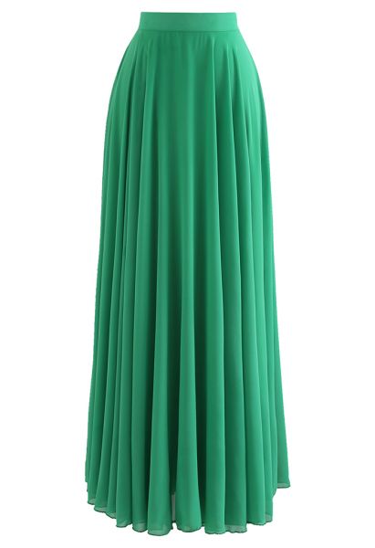 تنورة شيفون ماكسي المفضلة الخالدة باللون الأخضر
