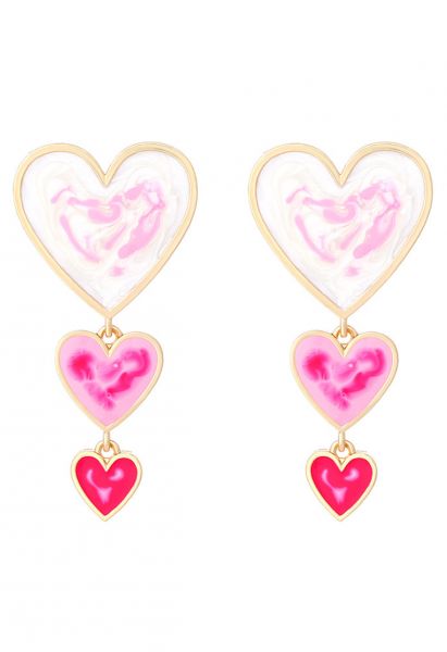 Multilayer Ombre Heart Oil Spill Enamel Earrings