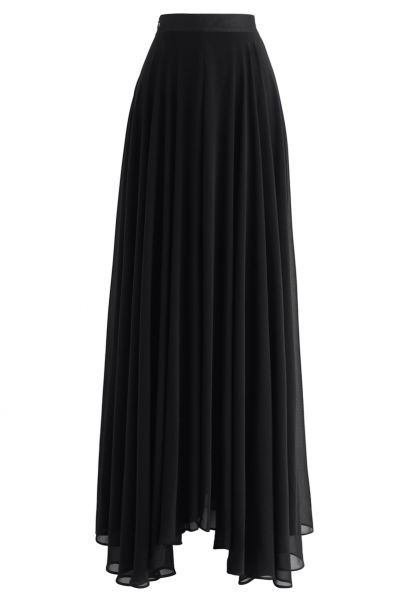 تنورة شيفون ماكسي المفضلة الخالدة باللون الأسود