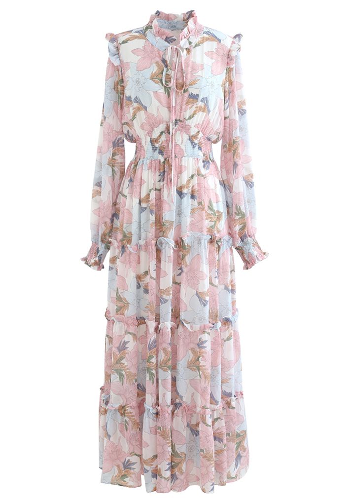 وردي - فستان ماكسي شيفون من Lily Blossom