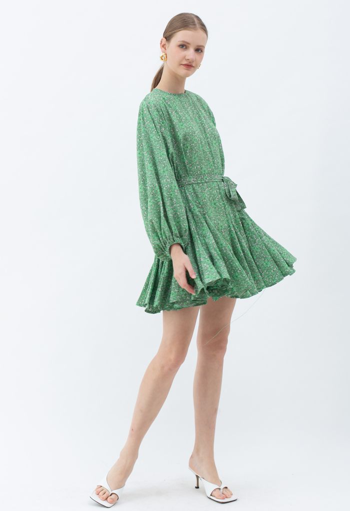 فستان مطرز بأكمام فقاعة أخضر من Floret