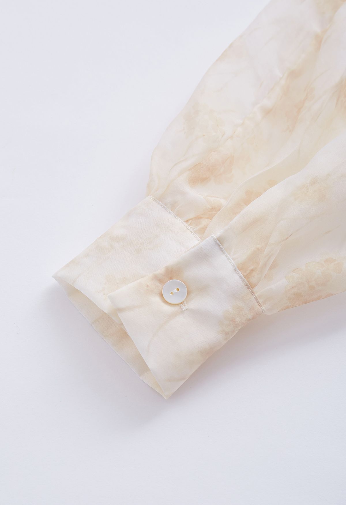 قميص بونوت زهري شبه شفاف بألوان مائية في المشمش