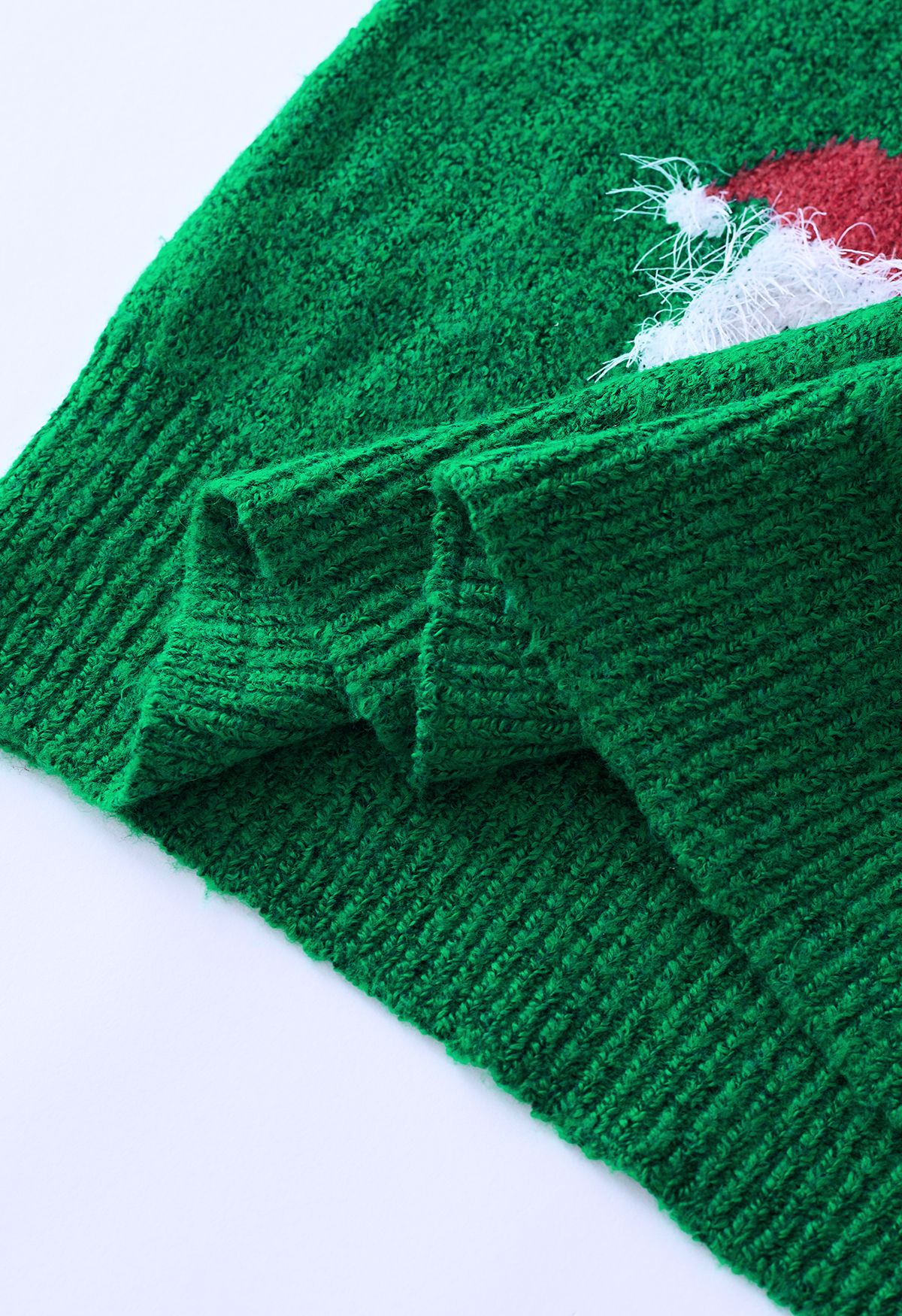 بلوزة محبوكة سانتا كلوز ضبابية باللون الأخضر