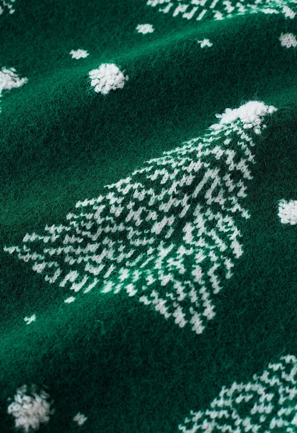 سترة جاكار منسوجة بنمط شجرة الكريسماس باللون الأخضر