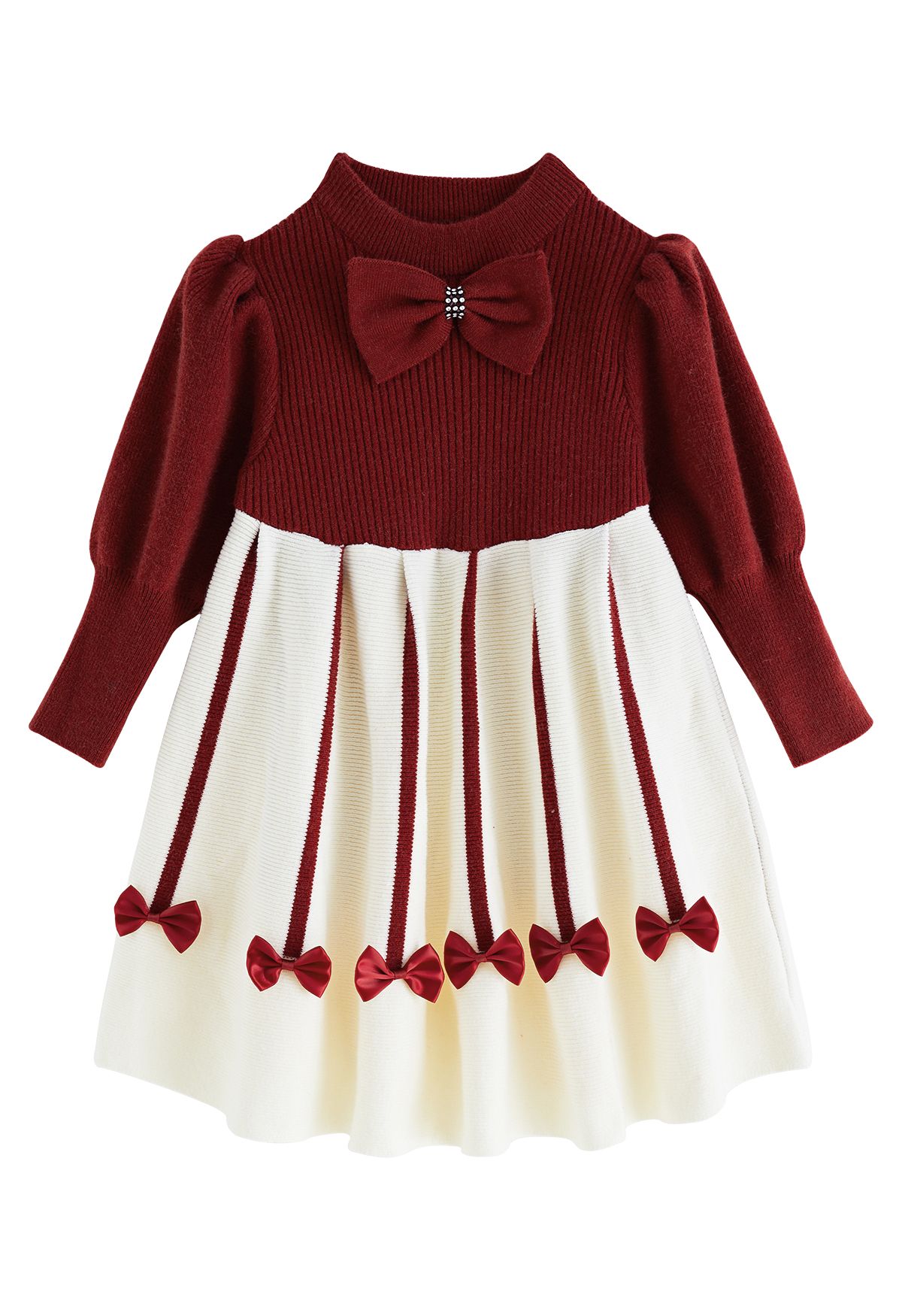 فستان منسوج بفيونوت أحمر حلو للأطفال