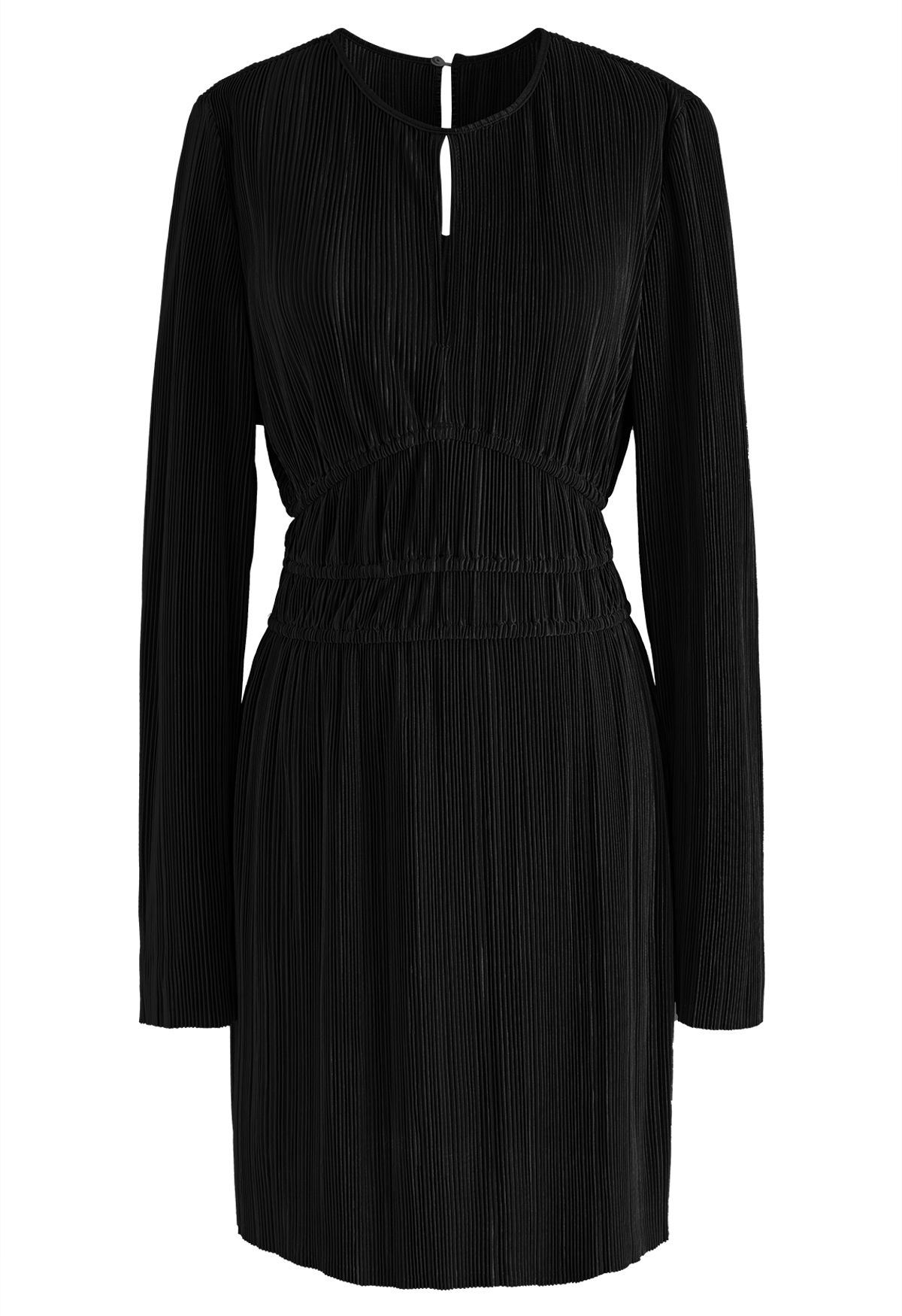 فستان بليسيه بقصّة خام كاملة باللون الأسود