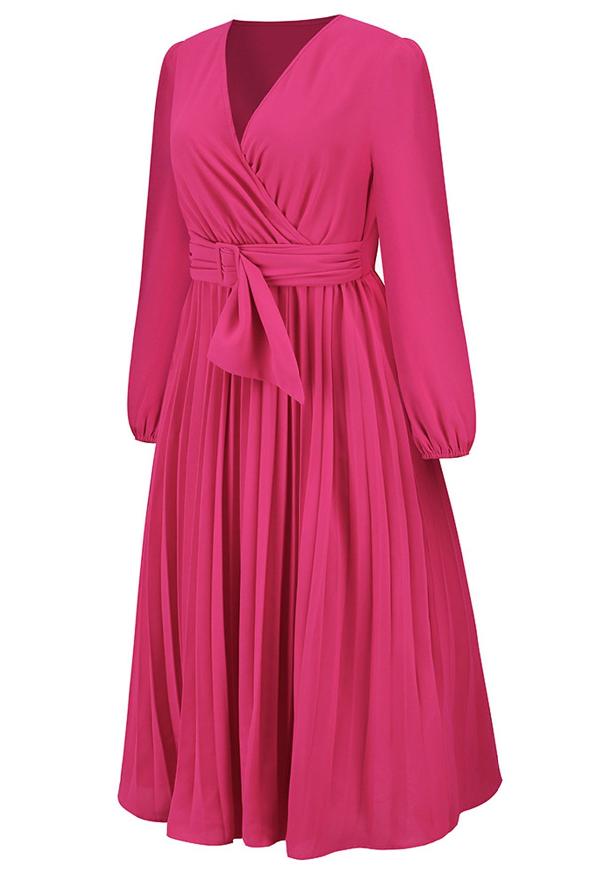فستان بتصميم ملفوف من الأمام مع حزام بمشبك باللون البنفسجي
