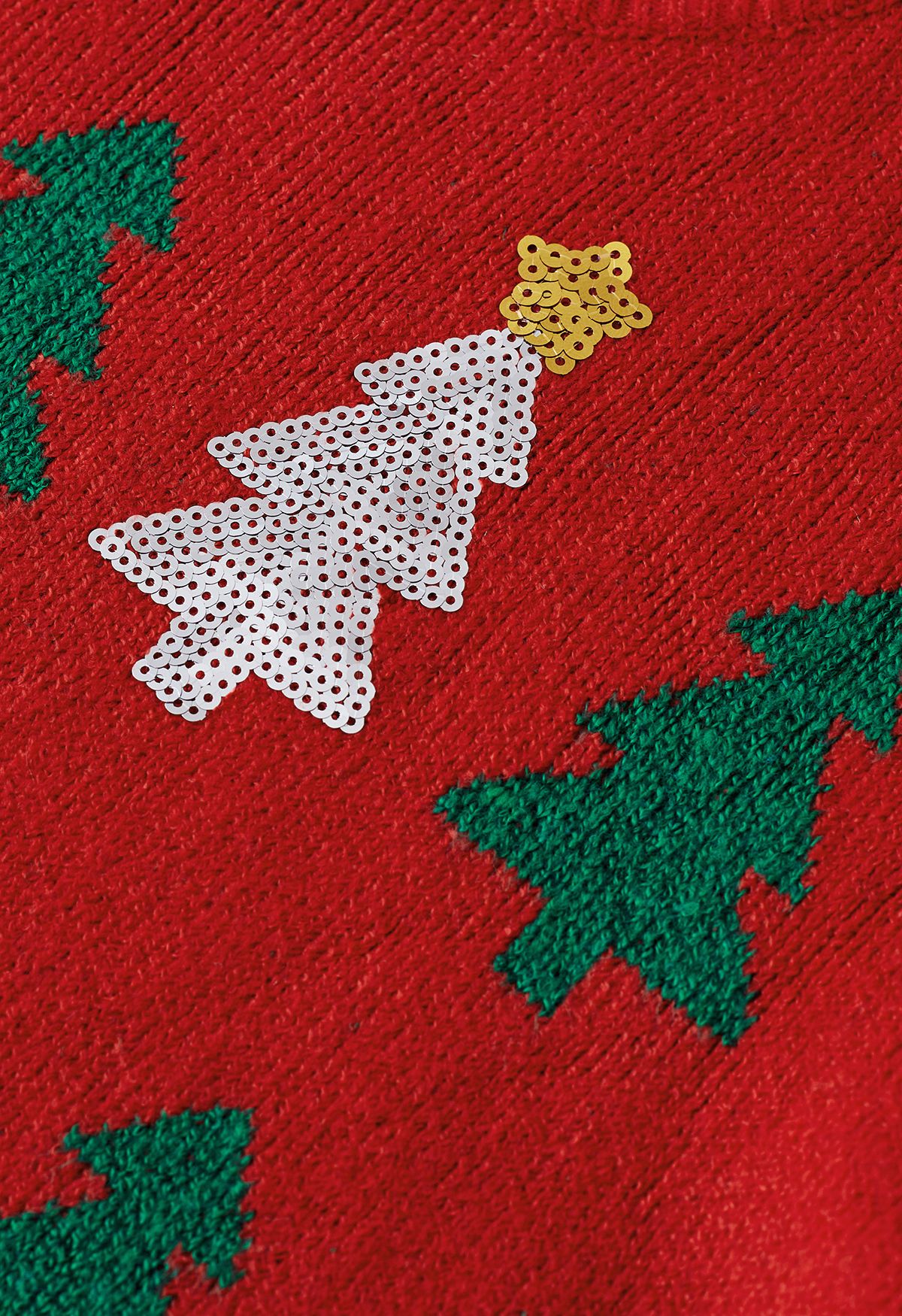 سترة مطرزة بشجرة عيد الميلاد باللون الأحمر