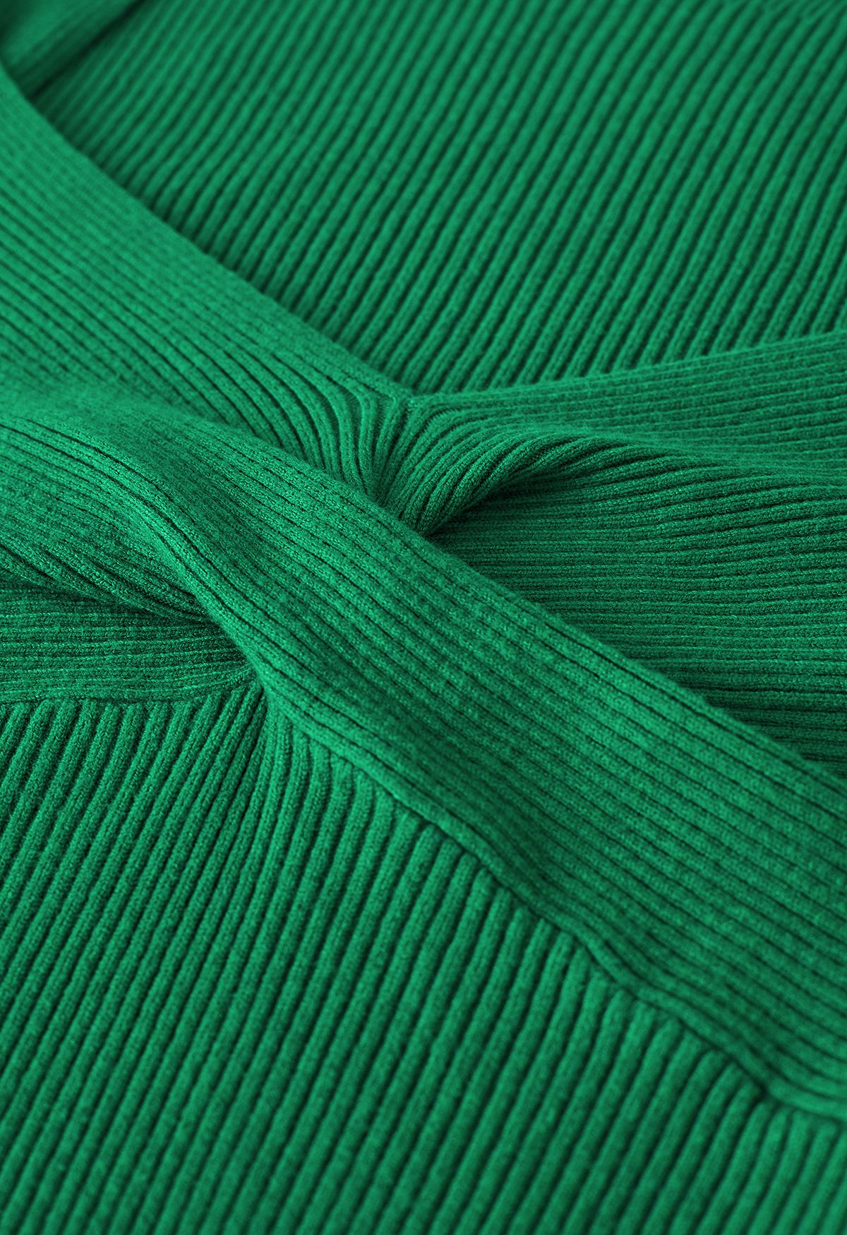 بلوزة محبوكة مضلعة من الأمام بتصميم سويت هارت باللون الأخضر