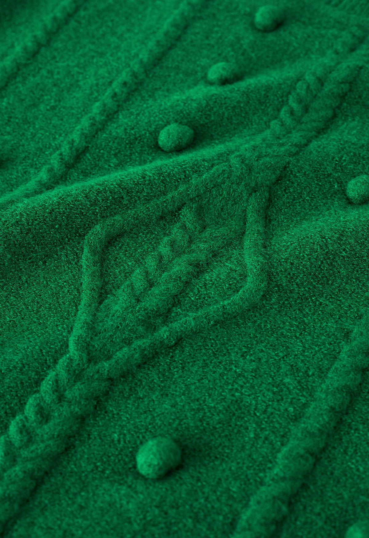 سترة بوم بوم تريم محبوكة باللون الأخضر