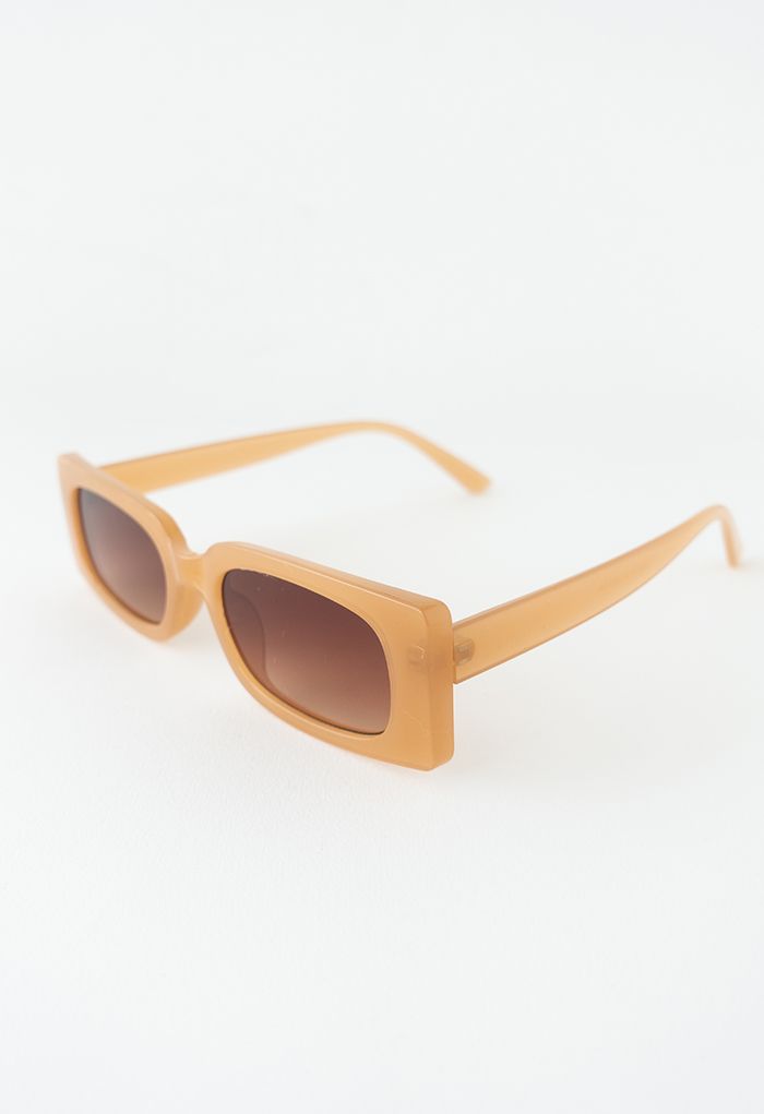 نظارة شمسية مستطيلة كاملة الحواف باللون البرتقالي