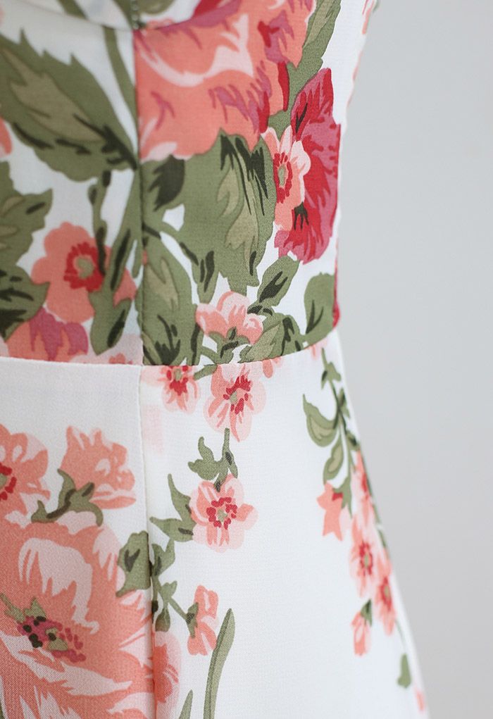 فستان كامي مطبوع عليه أزهار مرجانية من Summer Blossom