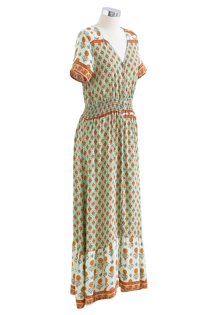 فستان تينيريفي فاكاي بوهو طويل بنقشة الزهور