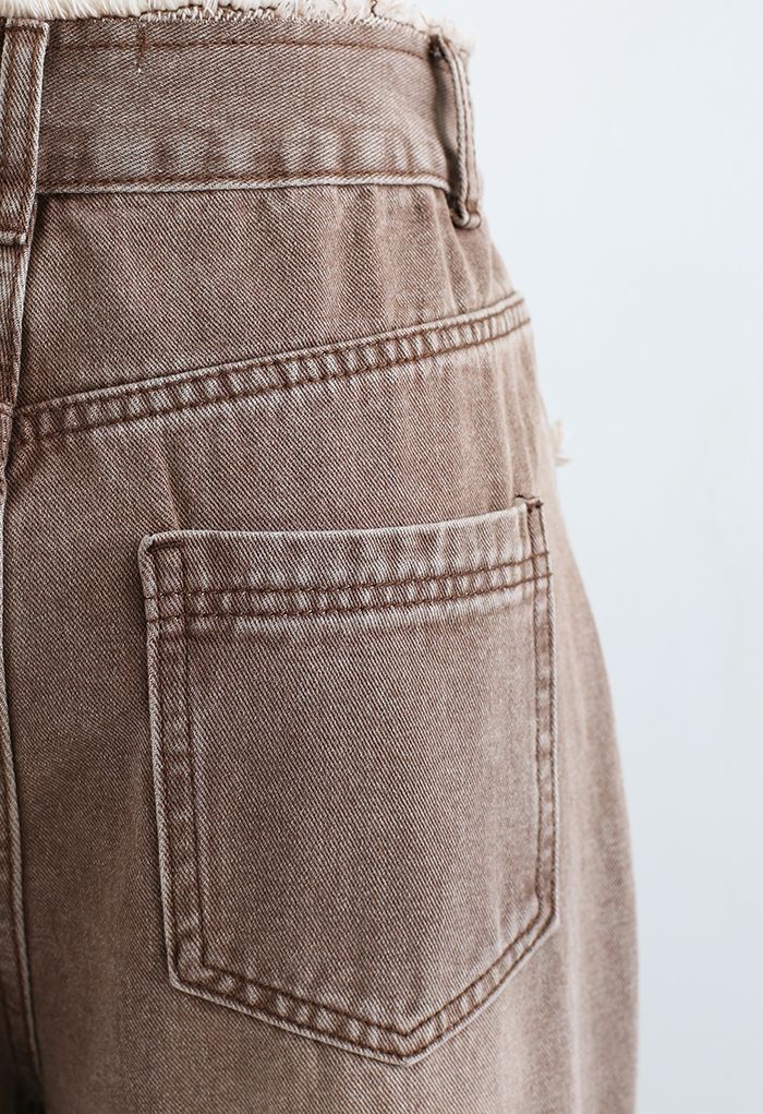 بنطال جينز واسع الساق بلون الكراميل