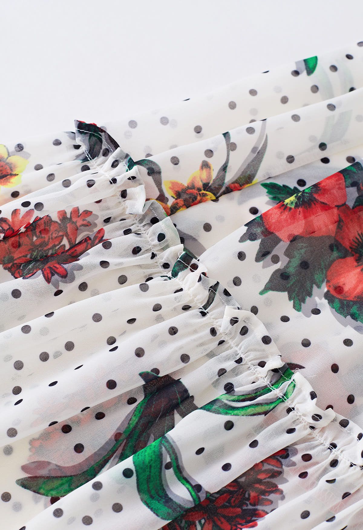 فستان ماكسي شيفون بنقشة زهور منقطة