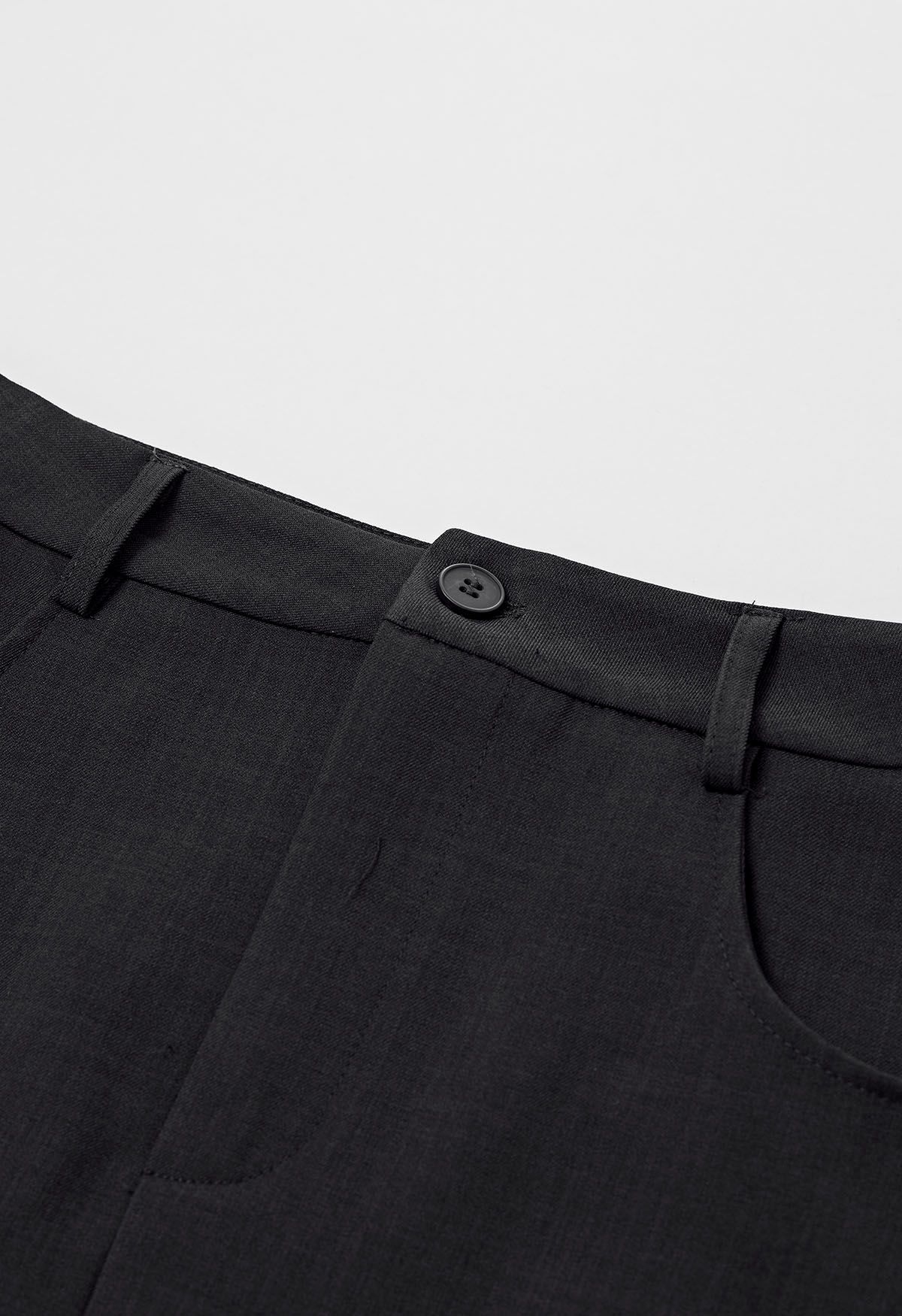 تنورة ماكسي بحزام بفتحة خلفية باللون الأسود