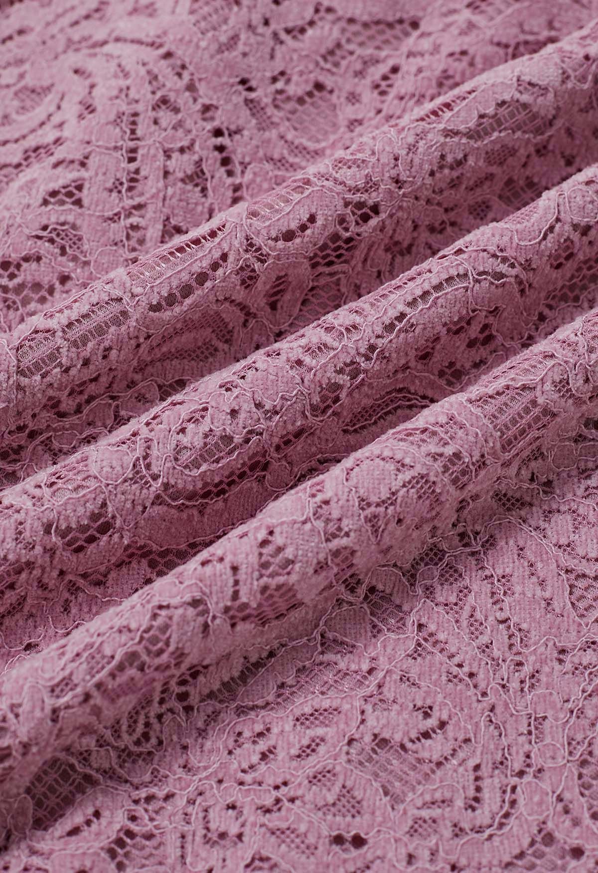 تنورة ميدي دانتيل Cutwork معقدة باللون الوردي