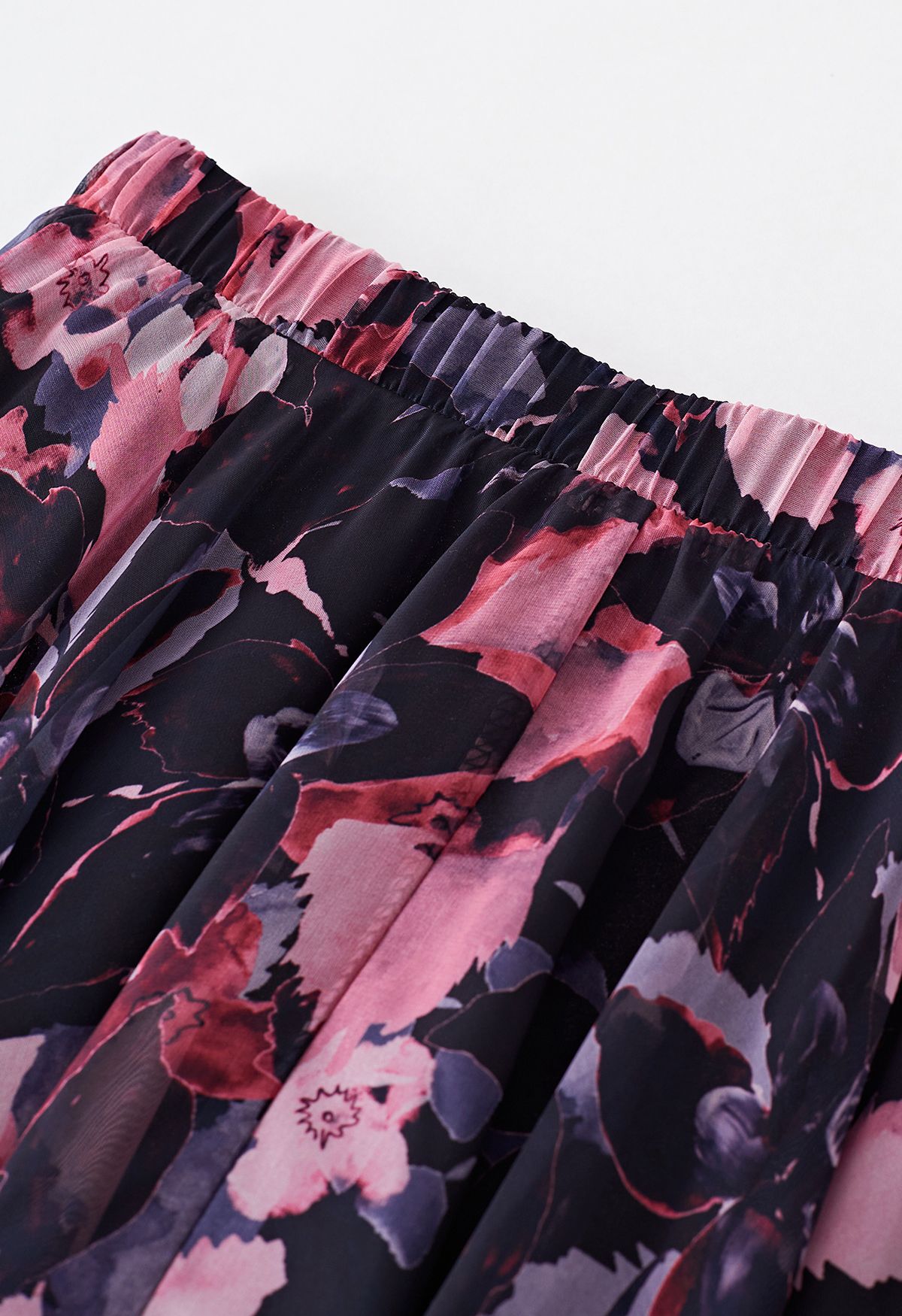 تنورة ماكسي شيفون بألوان مائية وردية رائعة