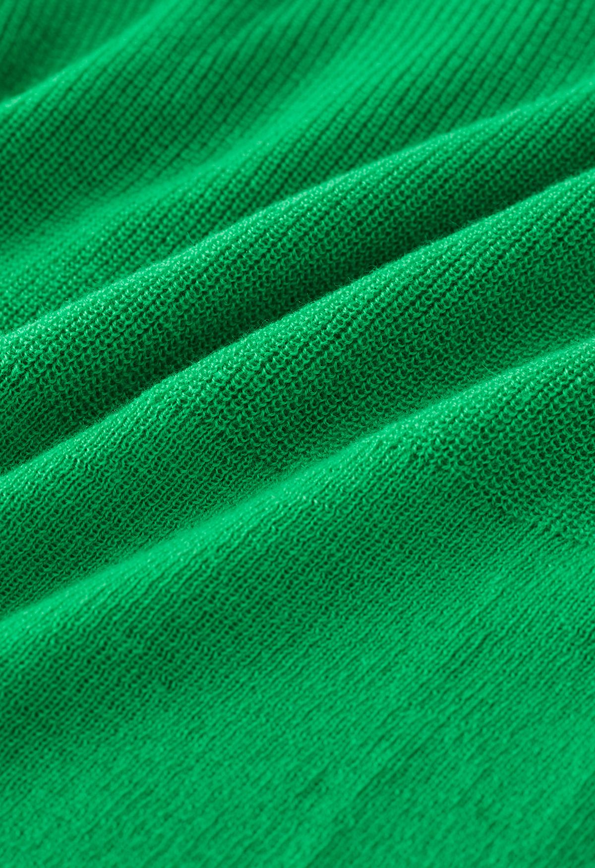 بلوزة محبوكة مكشوفة الكتفين مطوية باللون الأخضر