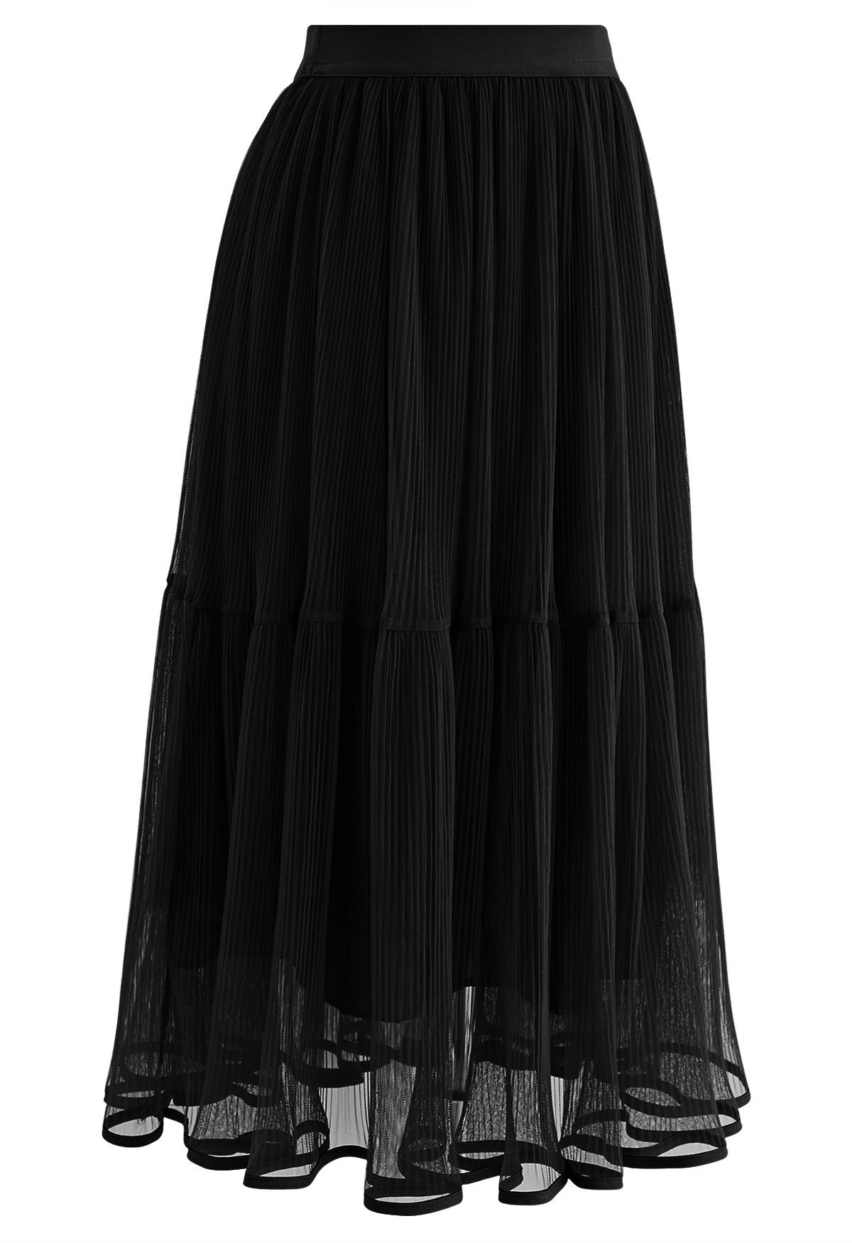 تنورة فيري ميدي شبكية من التول باللون الأسود