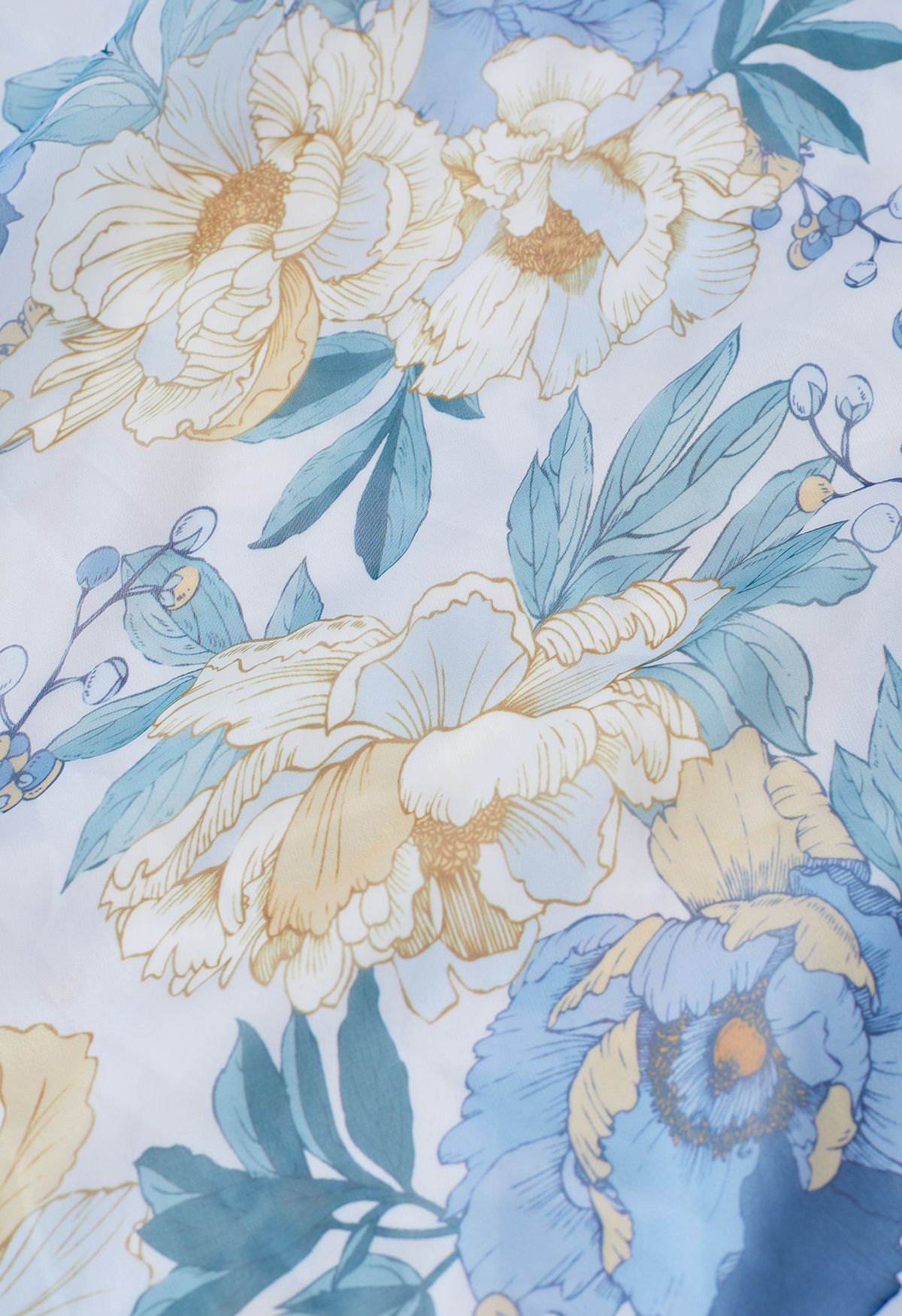 تنورة ماكسي شيفون برائحة الزهور الزرقاء