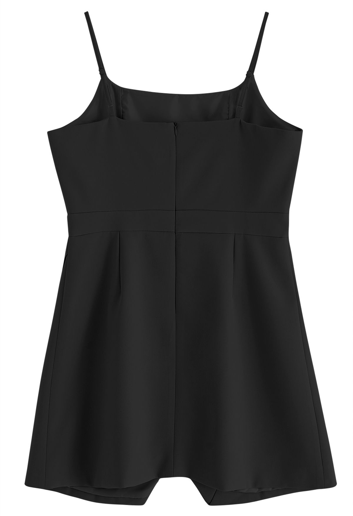 فستان قصير بحافة مسننة باللون الأسود