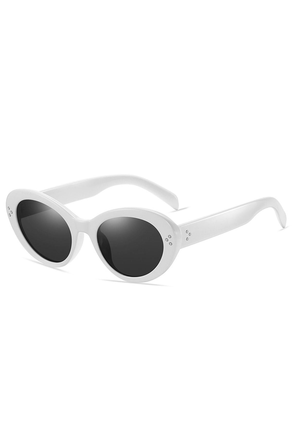 نظارة شمسية ريترو بإطار عين القطة باللون الأبيض