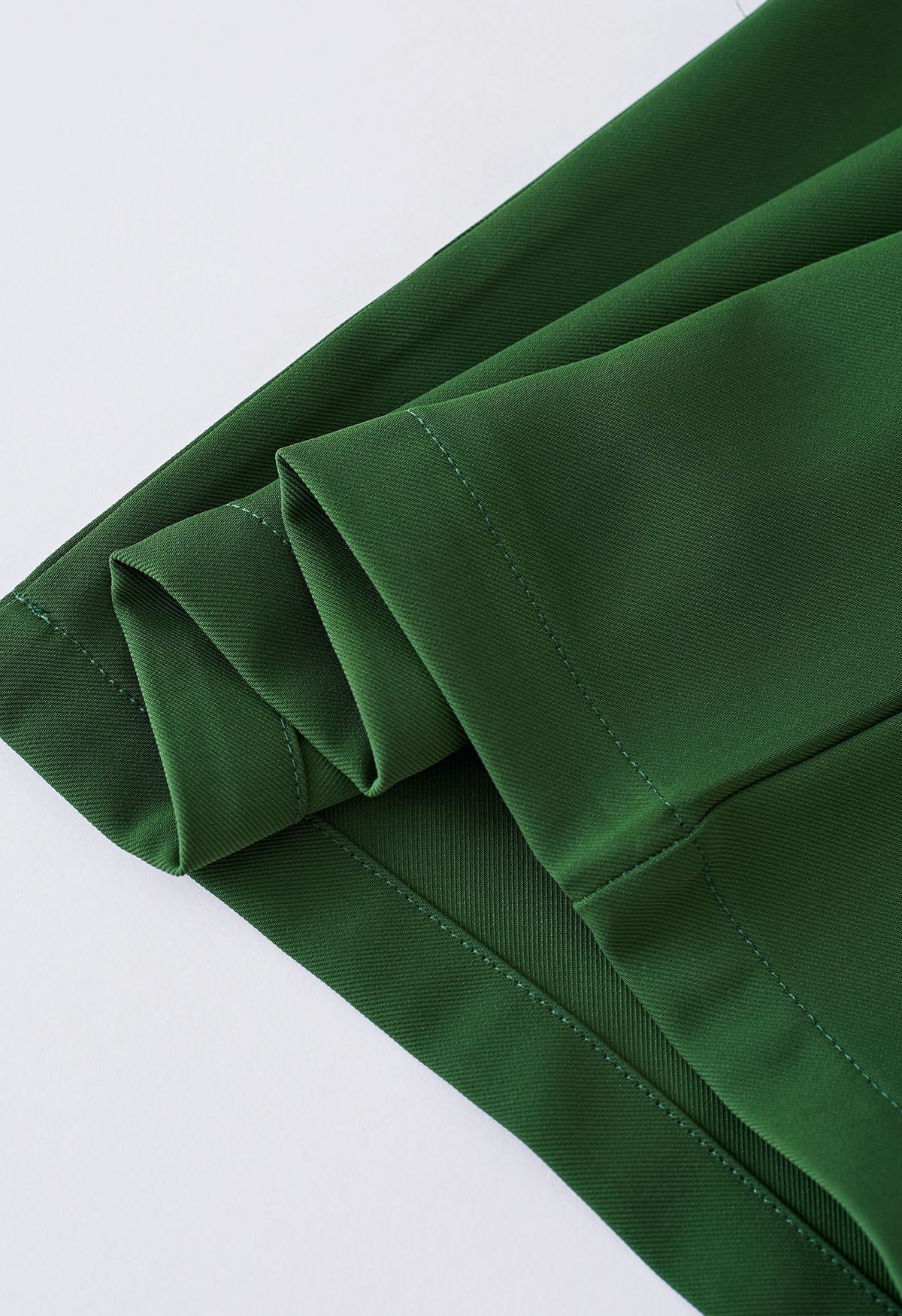 Bowknot عالية الخصر بنطلون واسع الساق باللون الأخضر الداكن