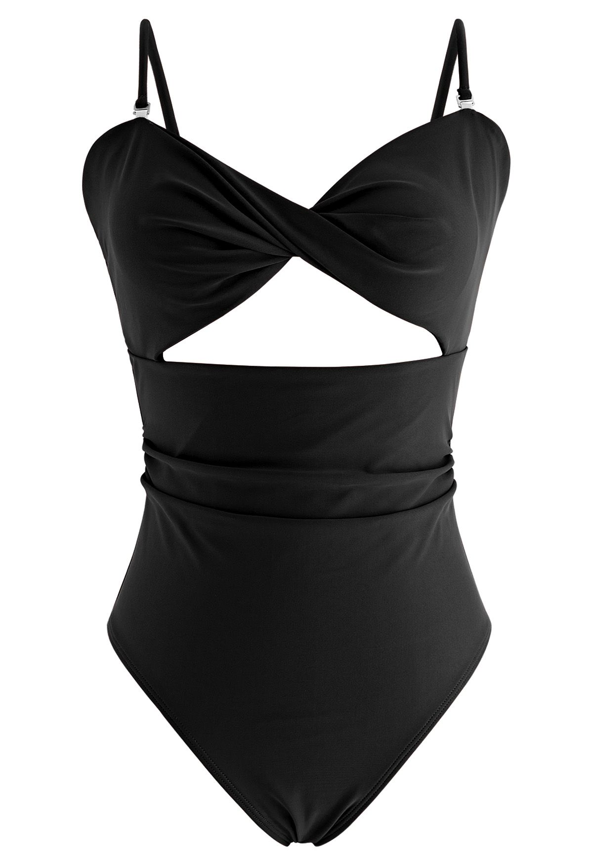 ملابس السباحة الملتوية ذات الفتحات الأمامية باللون الأسود