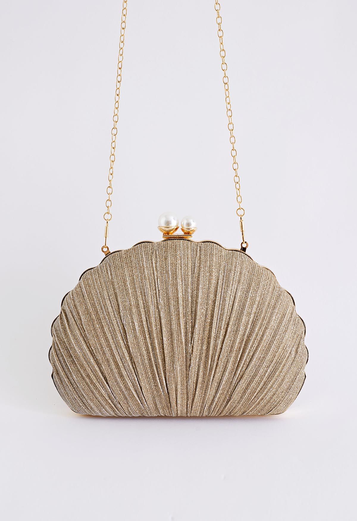 حقيبة Ritzy Seashell Pearl من الذهب