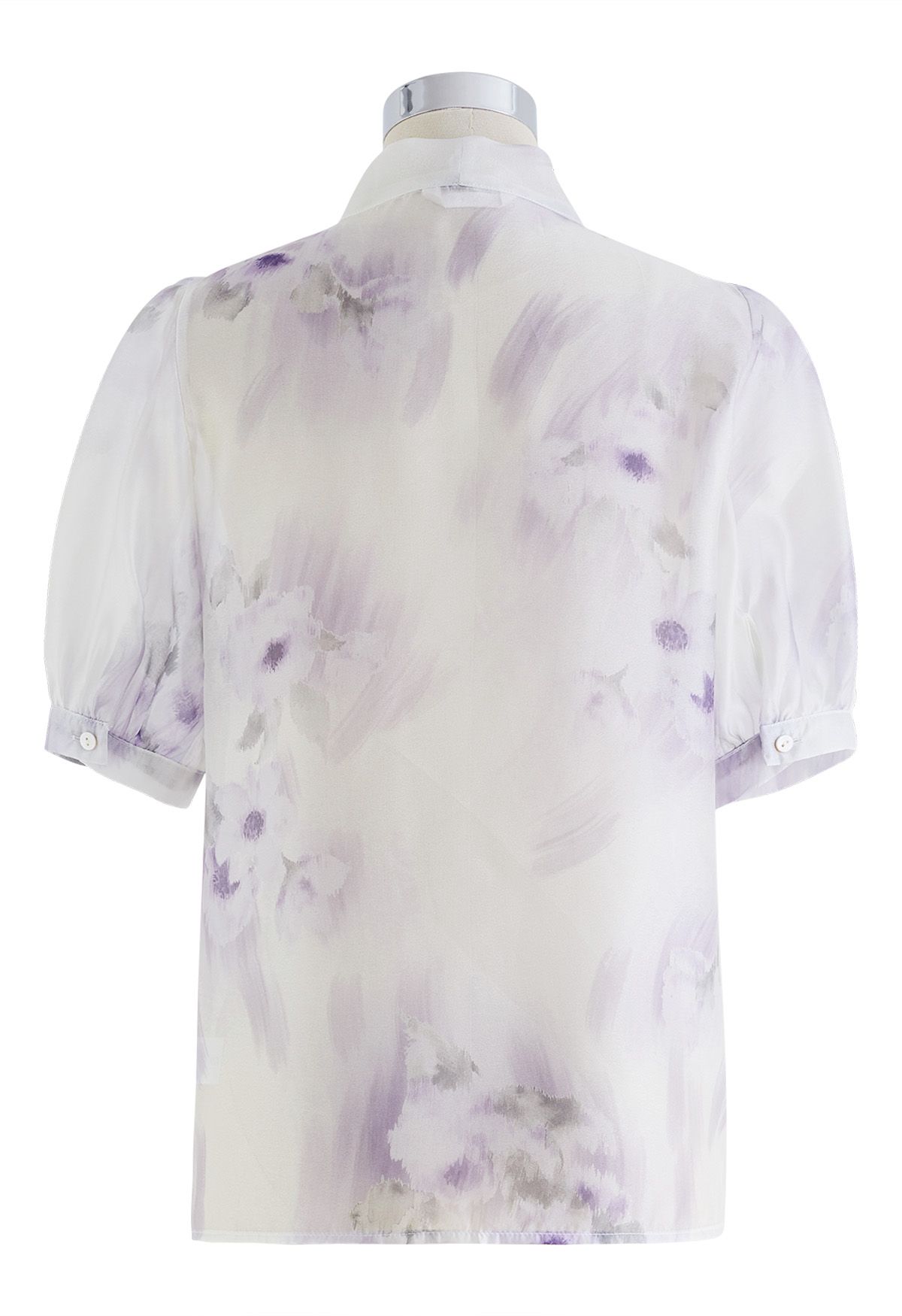 ألوان مائية الزهور بونوت قميص شفاف في لافندر