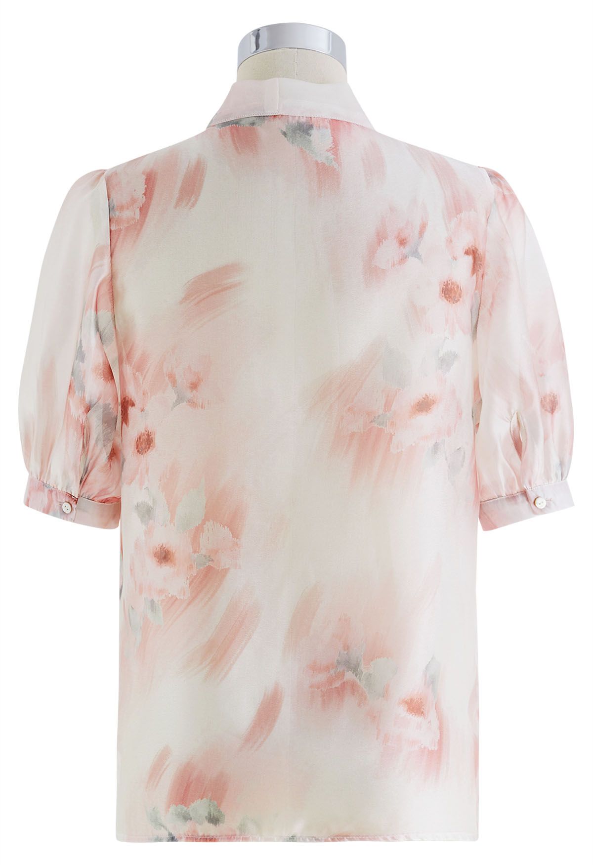 ألوان مائية الزهور بونوت قميص شفاف في المرجان