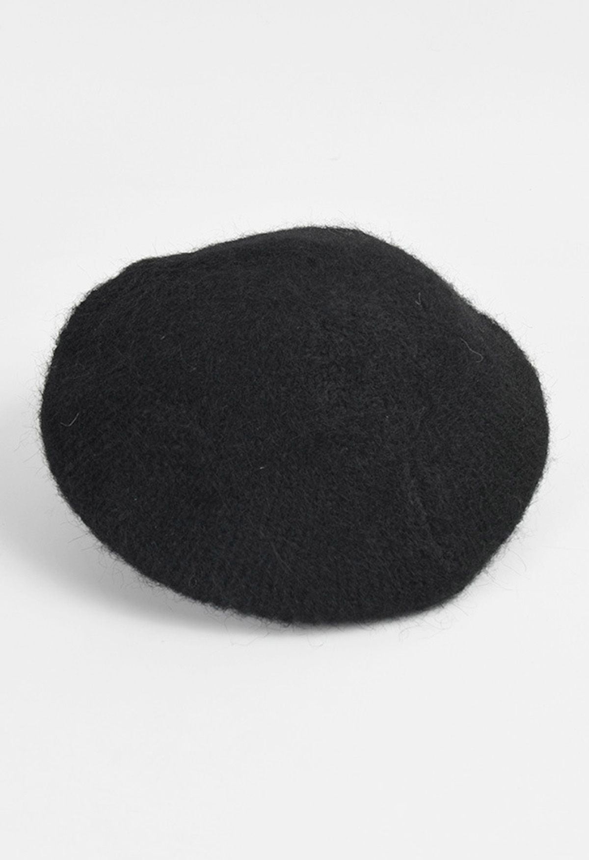 قبعة بيريه من الصوف المخلوط باللون الأسود