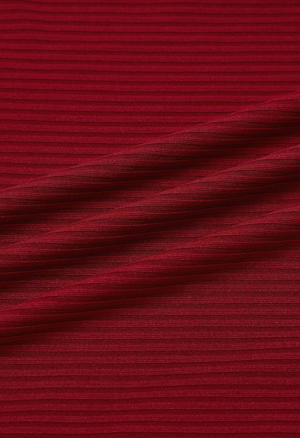 فستان حورية البحر بربطة عنق وخصر من Surplice باللون الأحمر
