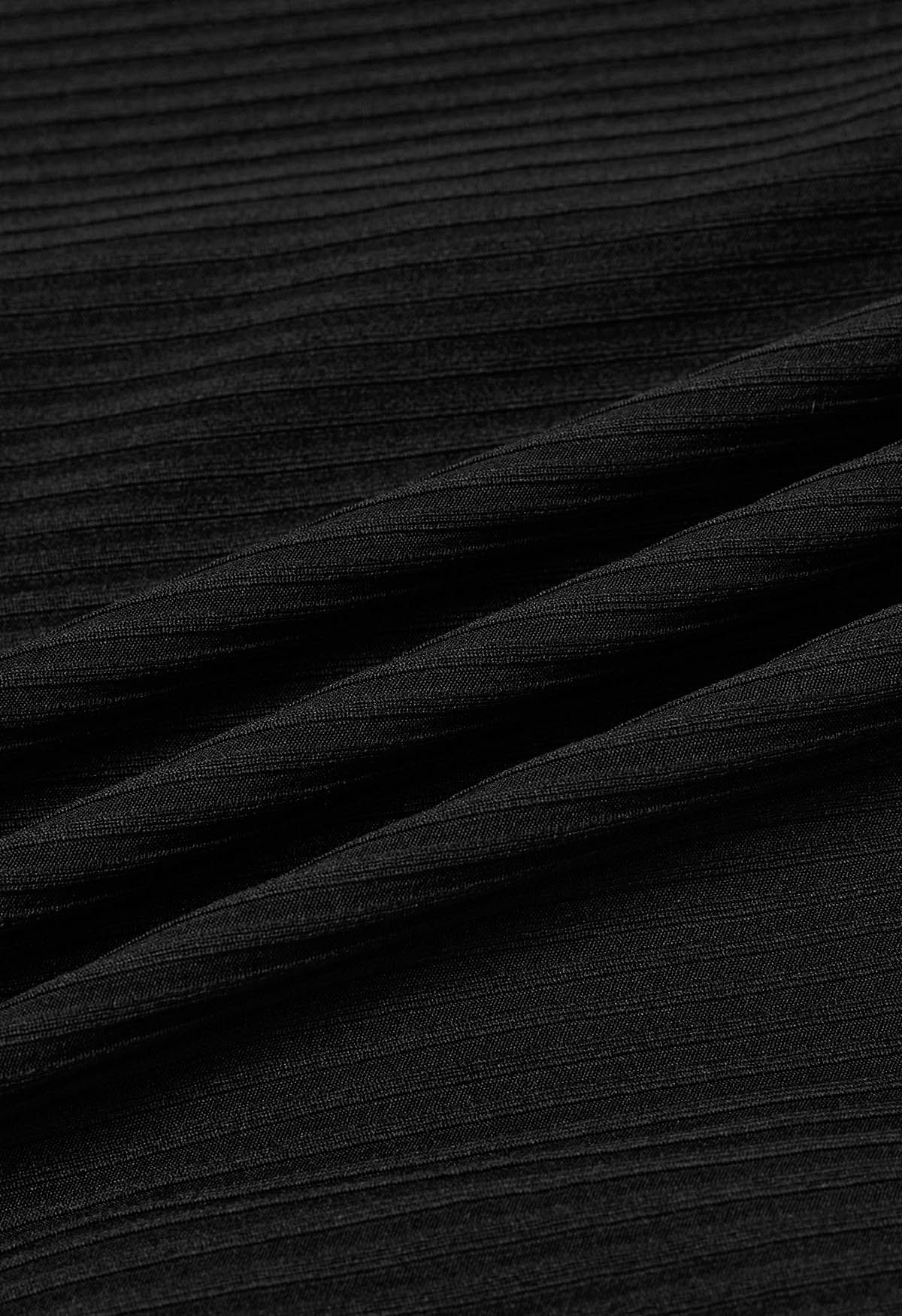 فستان حورية البحر بربطة عنق وخصر من Surplice باللون الأسود