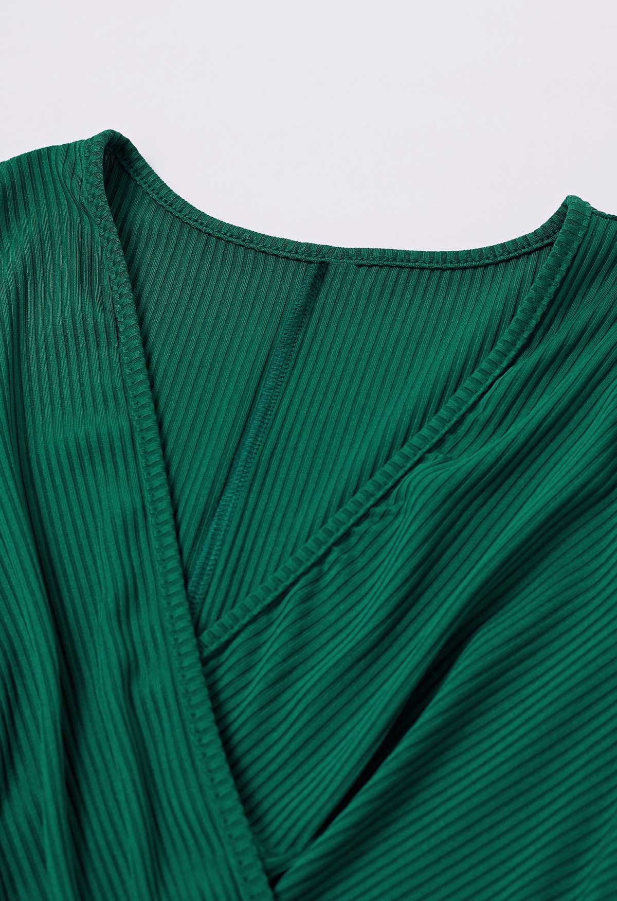 فستان حورية البحر بربطة عنق وخصر من Surplice باللون الأخضر الداكن