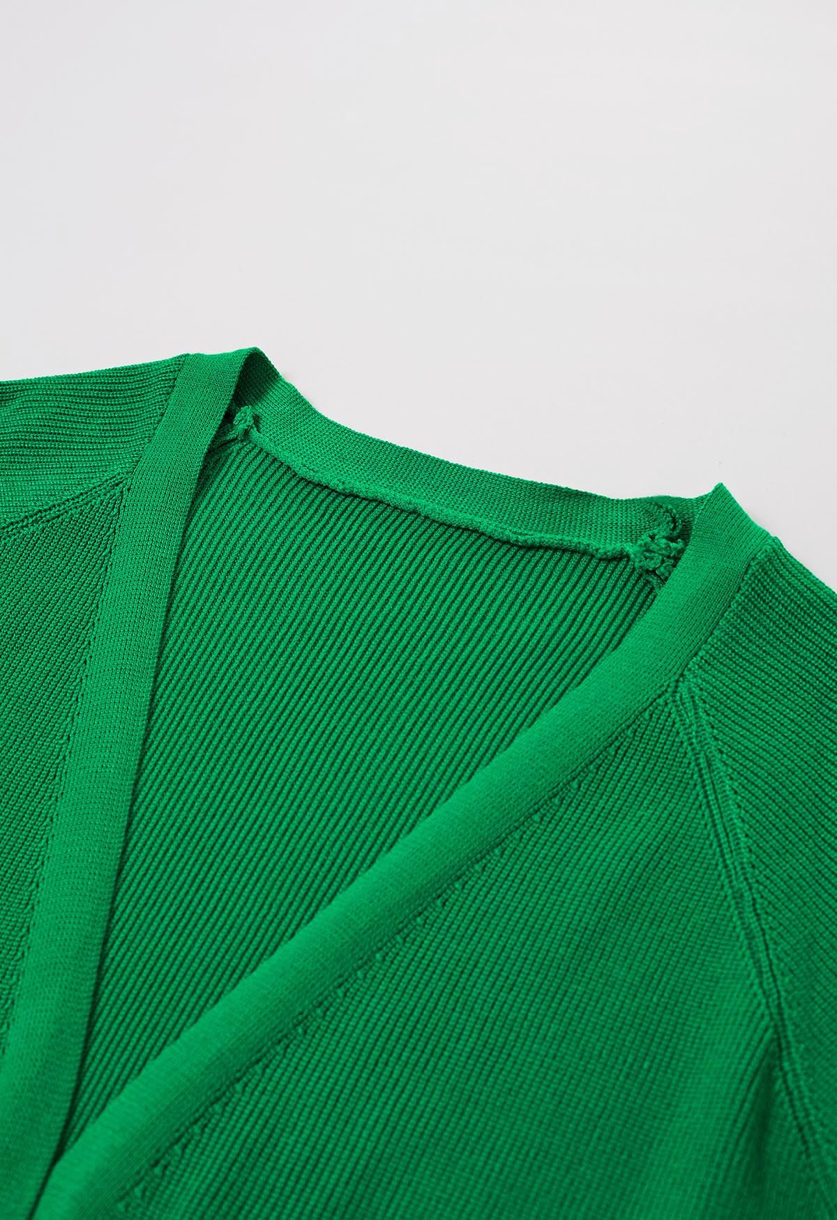 طقم كارديجان وسروال منسوج برباط على الخصر باللون الأخضر