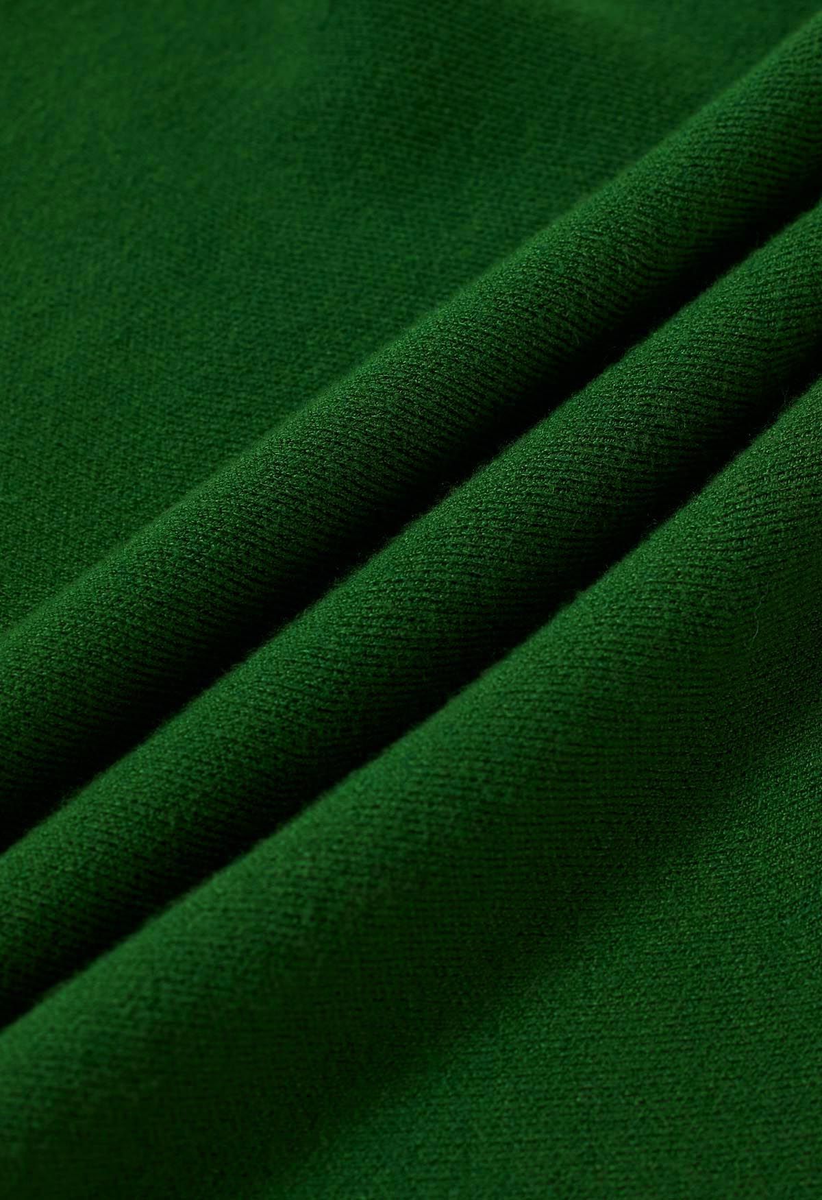 الرتوش هيم متماسكة تنورة ميدي باللون الأخضر