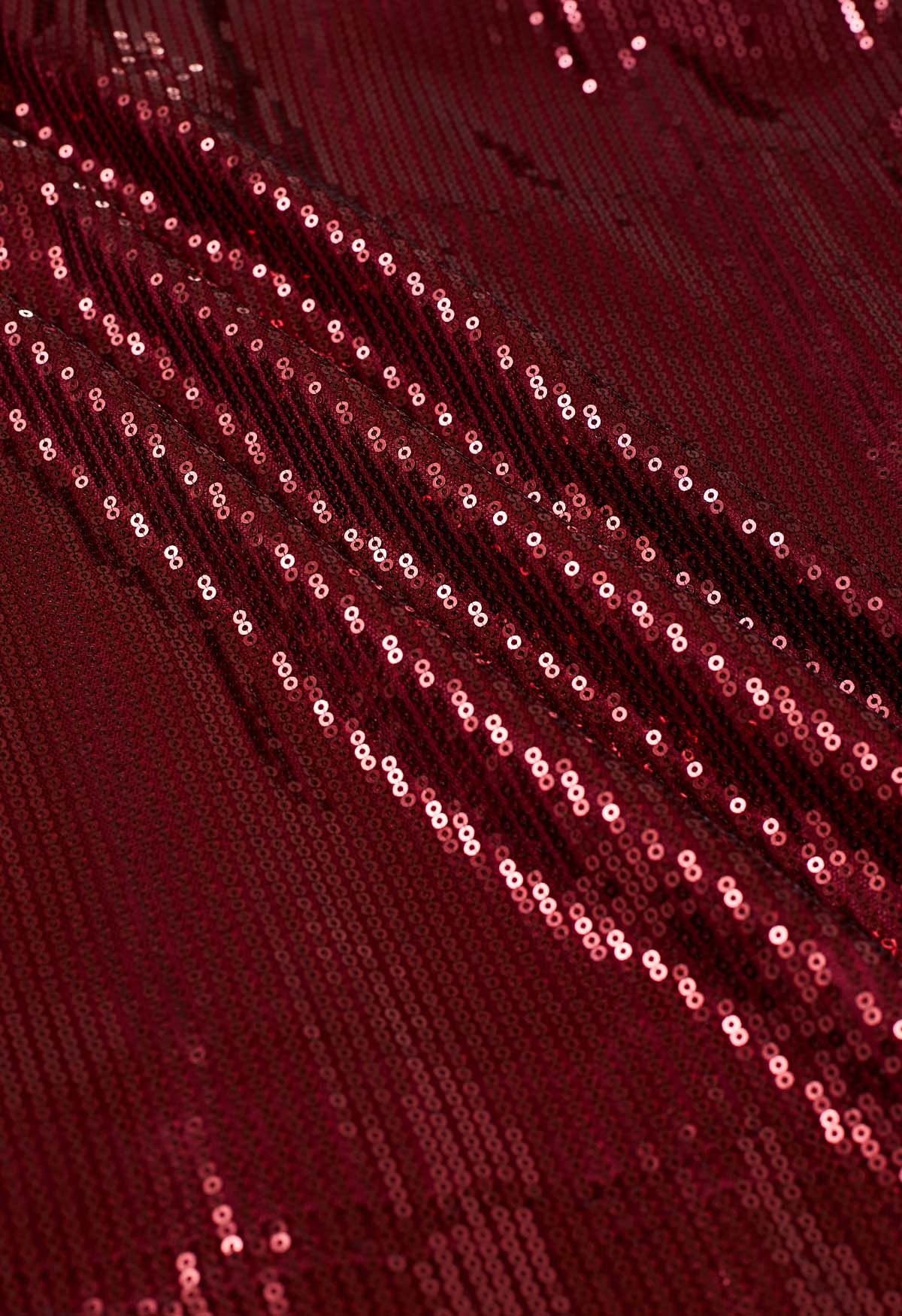 ساحر الترتر شبكة تول تنورة ميدي باللون الأحمر