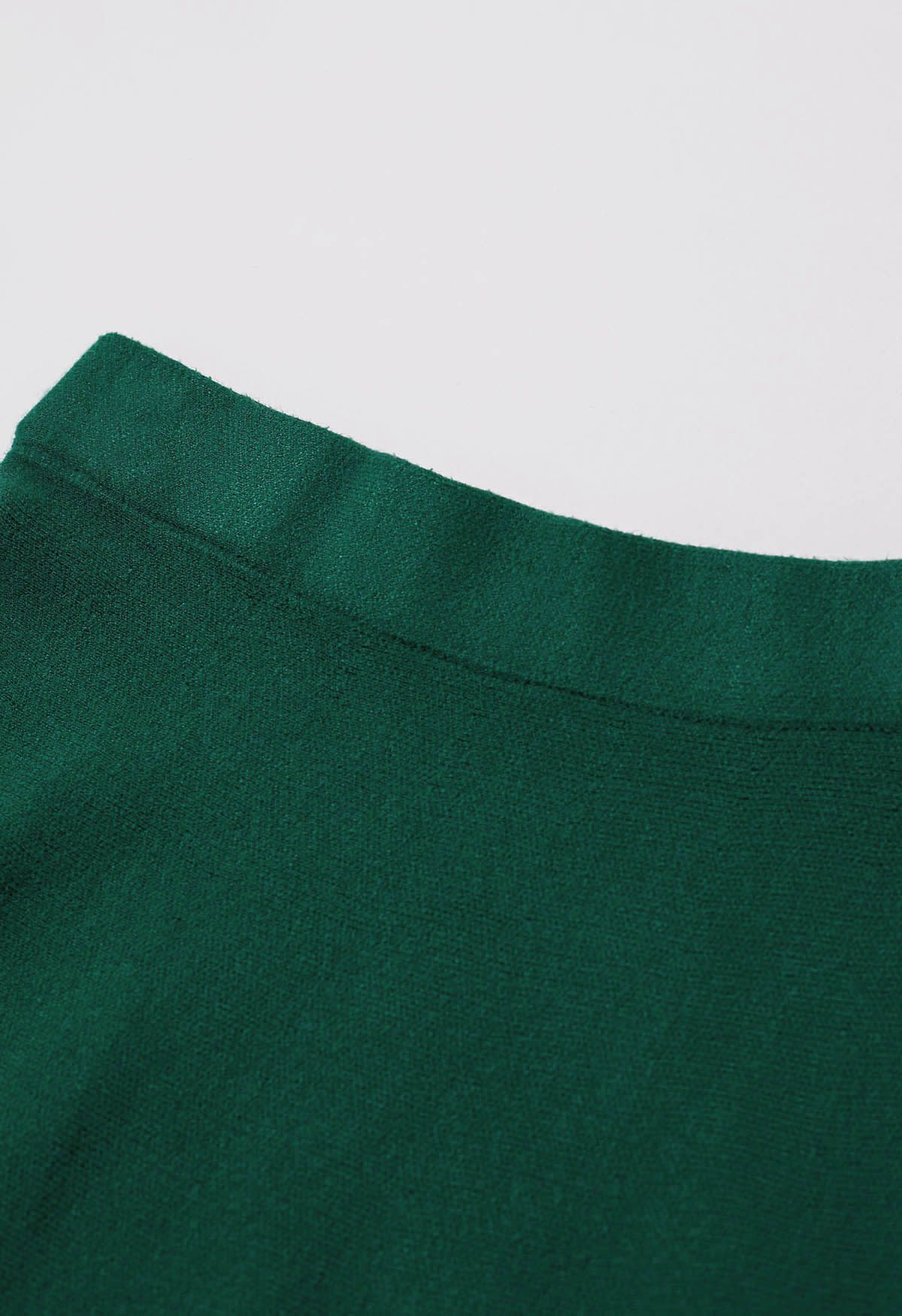 الصلبة اللون ألف خط متماسكة تنورة ميدي باللون الأخضر الداكن