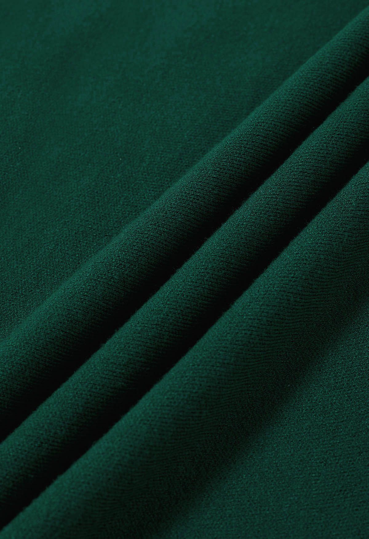 الصلبة اللون ألف خط متماسكة تنورة ميدي باللون الأخضر الداكن