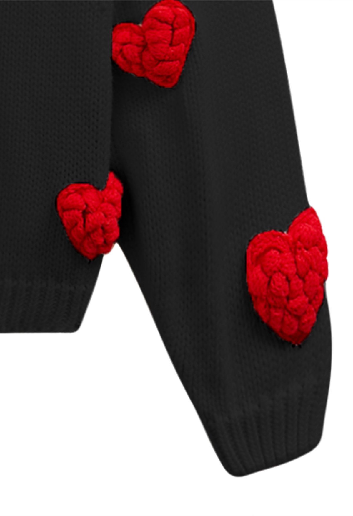 كارديجان رومانسي ثلاثي الأبعاد على شكل قلب باللون الأسود