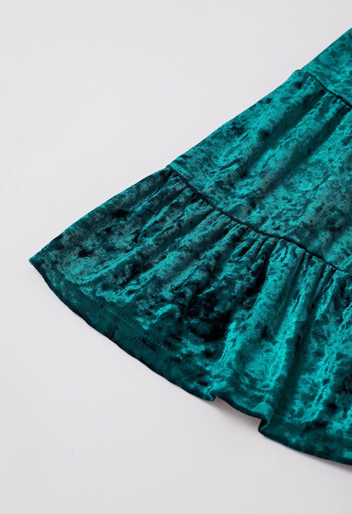 فستان Posh Shired Velvet Skater باللون الأزرق المخضر