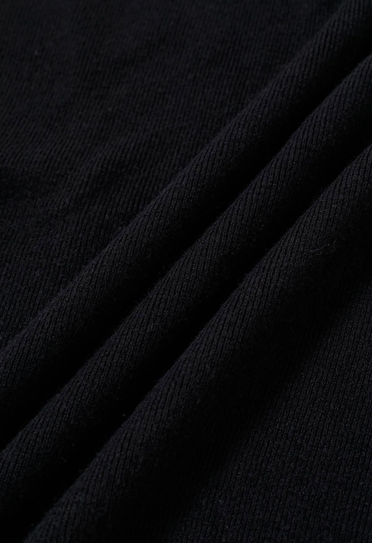 طقم فستان كاجوال من الصوف المخلوط بدون أكمام وسترة بأكمام باللون الأسود