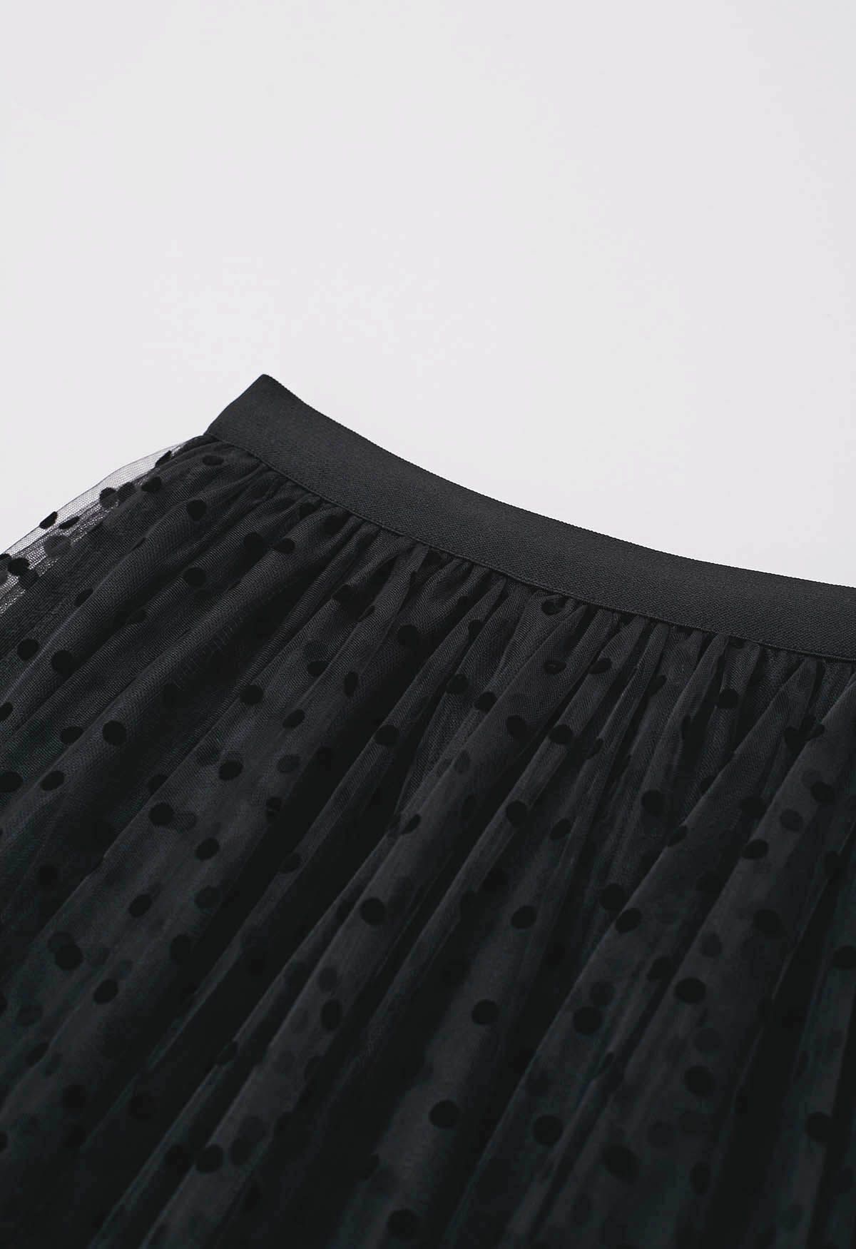 Can't Let Go Dots Mesh Tulle Skirt in Black