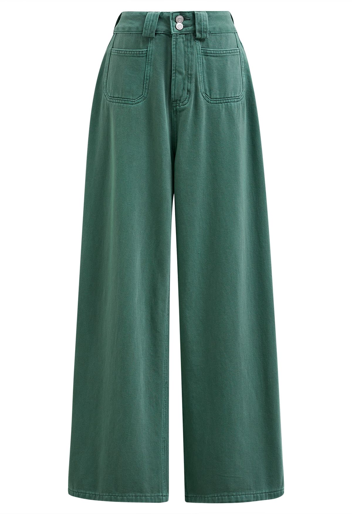 بنطال جينز كلاسيكي بأرجل مستقيمة باللون الأخضر