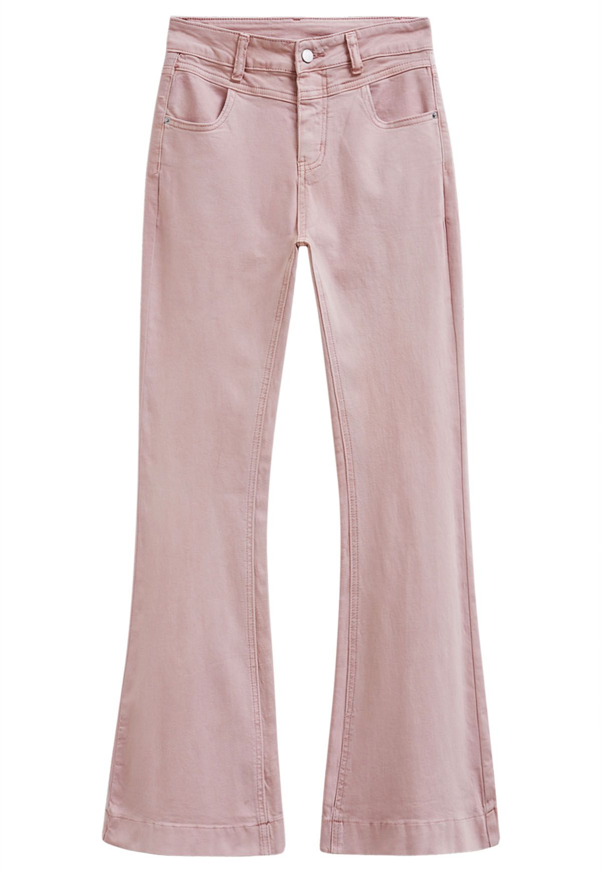 بنطال جينز واسع الخصر على الموضة باللون الوردي