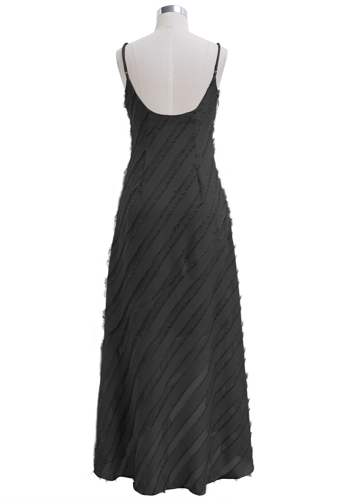 فستان كامي سبليت مخطط مهدب باللون الأسود