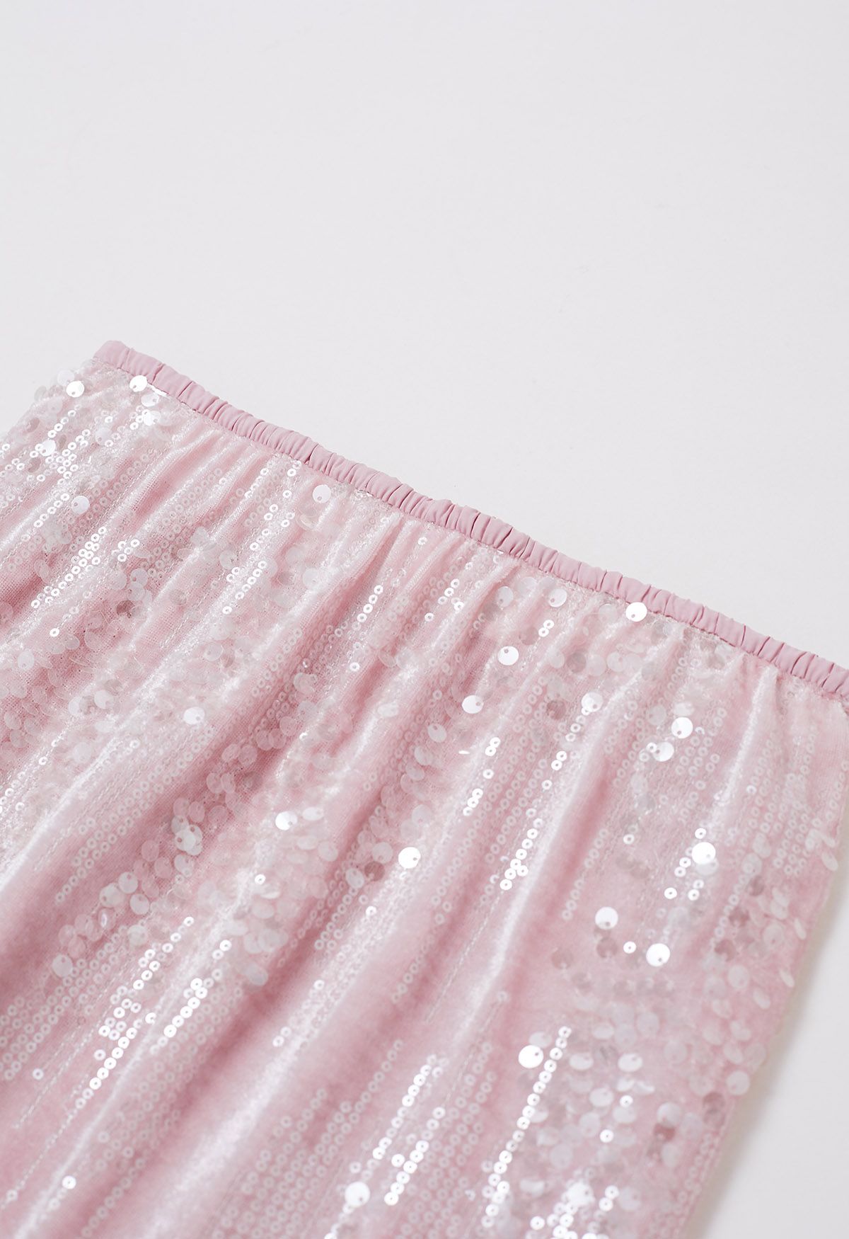 تنورة حورية البحر المخملية ذات الترتر الوردي الحلو